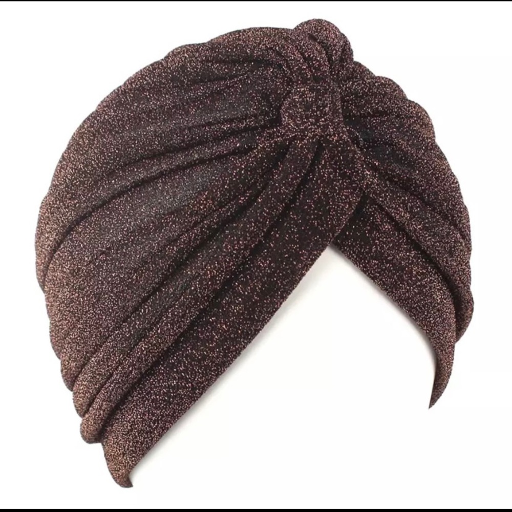 Coffee glitter woman head turban